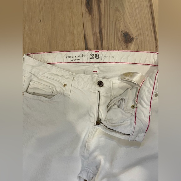 Kate Spade Perry Street Jeans Size 28 Play Hooky Slim Straight Leg White Denim - Picture 2 of 11